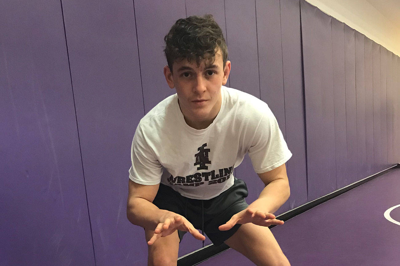Issaquah Eagles senior 152/160 pound wrestler Cal Saper, who was an alternate at the Mat Classic Class 4A state tournament as a junior, is determined to place at the state tourney in his weight division at the Mat Classic during his final year of high school wrestling. Shaun Scott, staff photo