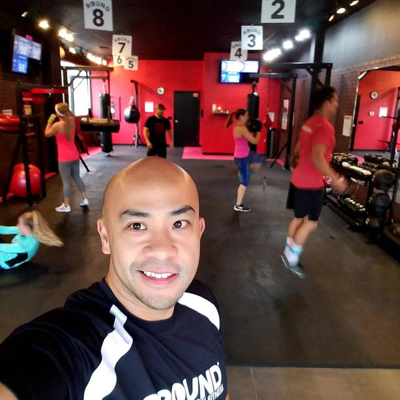 Truong Luu poses for his trainer tryout session soon before the 9Round Issaquah Highlands grand opening in 2017. Photo courtesy of Truong Luu and 9Round