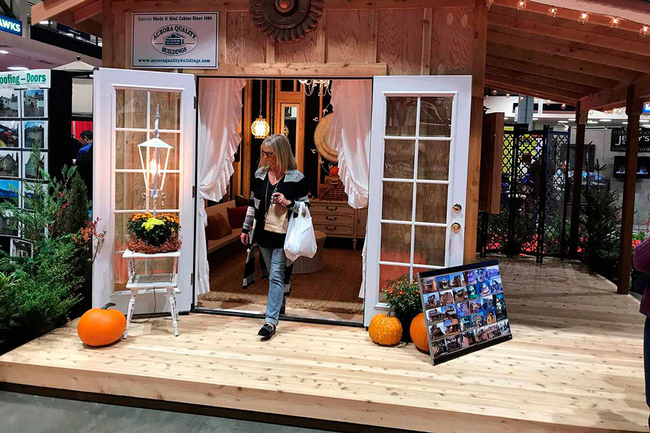A consumer walks through She Shed, from Aurora Quality Buildings. Photo courtesy of Belinda Young