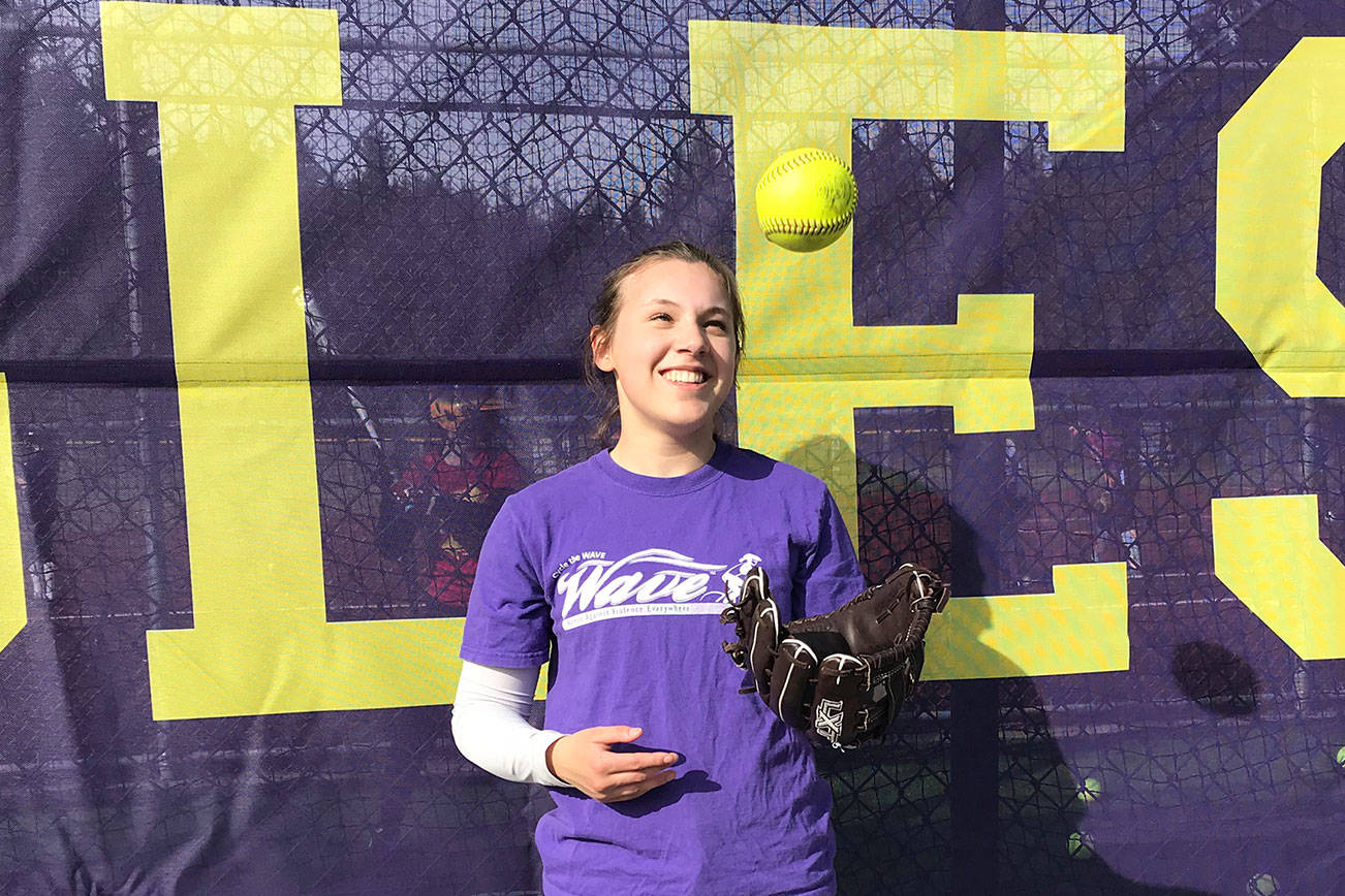 Issaquah Eagles senior McKenna Malone, who will bat in the fifth spot in the batting order during the 2019 season, loves leading her youthful team on the softball field. Shaun Scott, staff photo