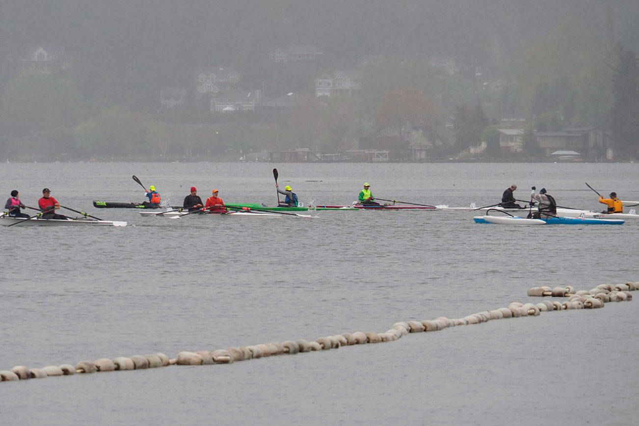 The Sound Rowers race is one of the most sought-after events of the year on Lake Sammamish. The event took place on April 13. Photo courtesy of Michael Aria Lampi/Gig Harbor Paddling Club
