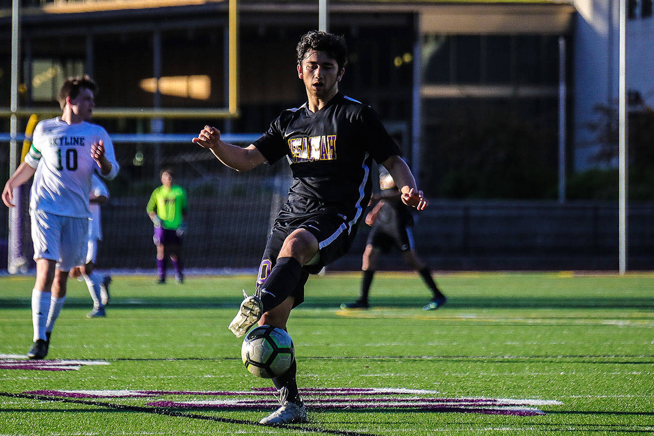 Issaquah Eagles senior Taiga Crenshaw (pictured) earned first-team, all league honors as a midfielder during the 2019 season. Crenshaw will continue his soccer career at Loyola University Chicago next season. Photo courtesy of Don Borin/Stop Action Photography