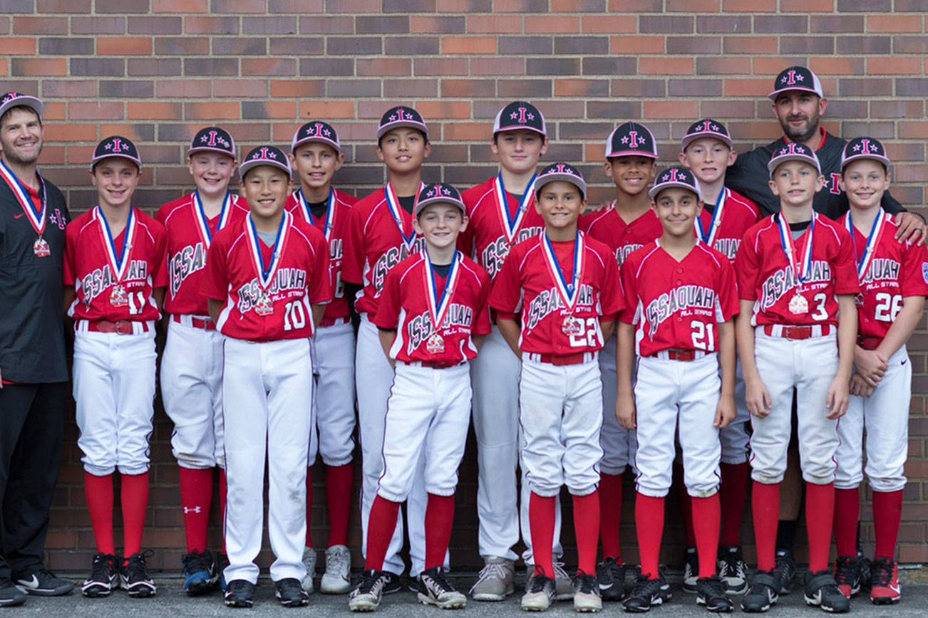The Issaquah 12U baseball team lost to Eastlake, 4-1, in the Majors district championship game on July 15 at Dodd Field in Issaquah. Photo courtesy of Jared Carvahlo