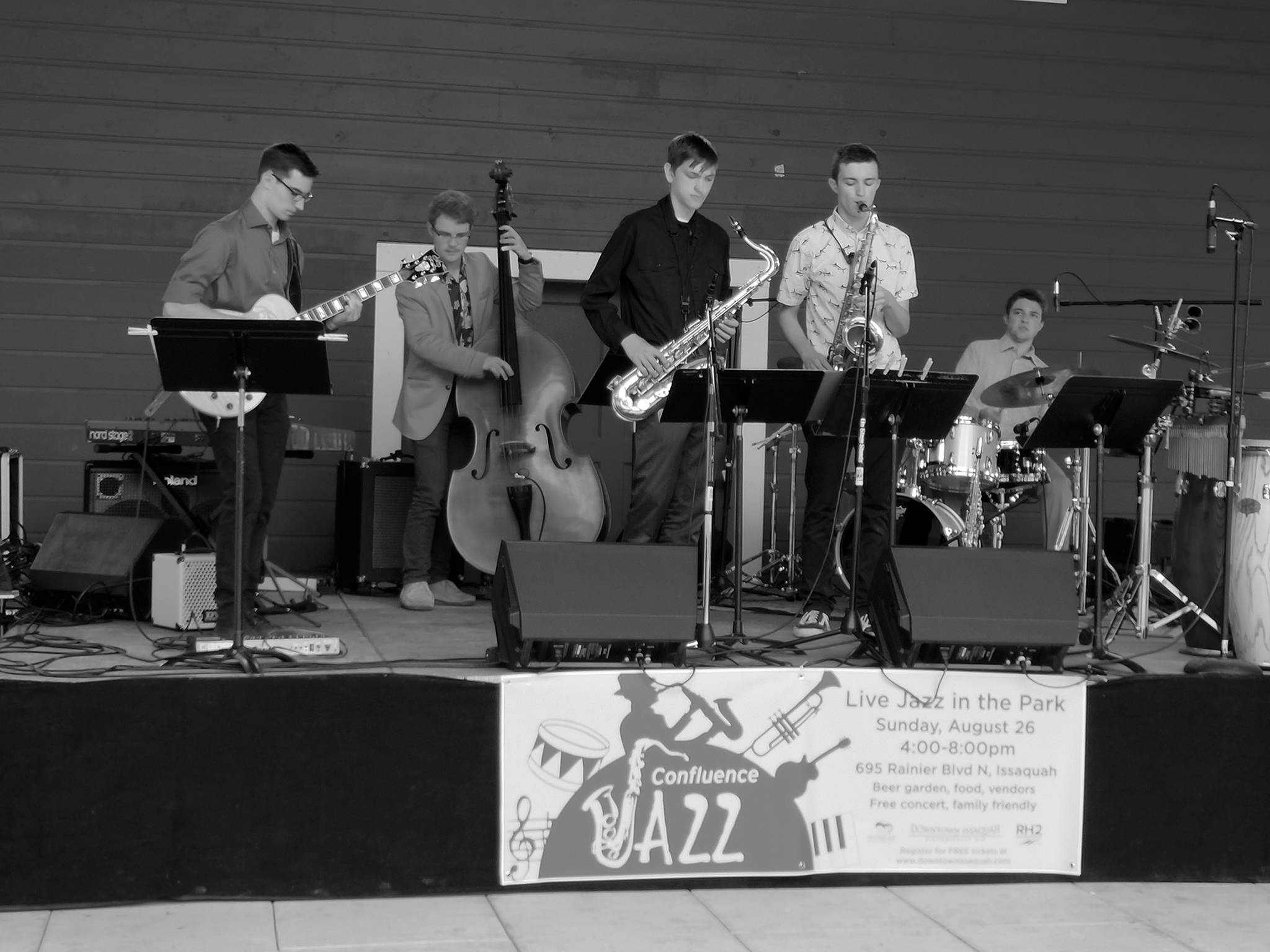Euphony, a high-energy jazz ensemble, performs during last year’s Confluence Music Festival in Issaquah. Photo courtesy of Downtown Issaquah Association