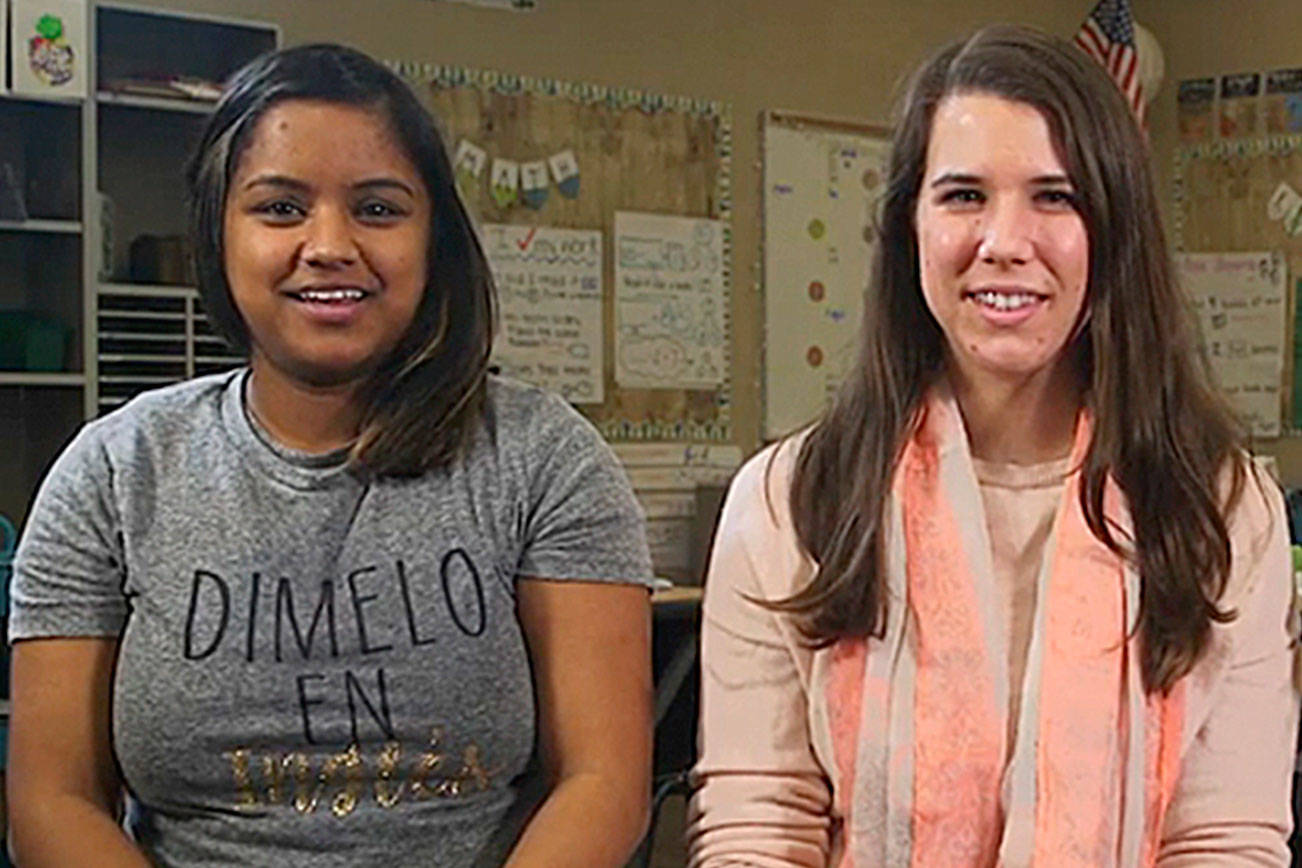 Photo captured from ISD dual language program YouTube video                                Three ISD kindergarten teachers inform parents and families about the district’s first dual language immersion program. From left, Katie Afman from Clark Elementary, Savannah Williams from Issaquah Valley Elementary, and Stefani Terry from Clark Elementary.