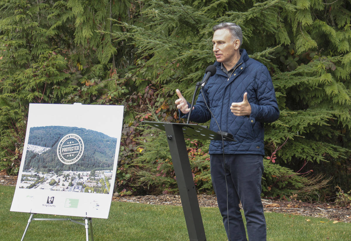 King County Executive Dow Constantine spoke at the Bergsma celebration in Issaquah on Nov. 13. Natalie DeFord/staff photo