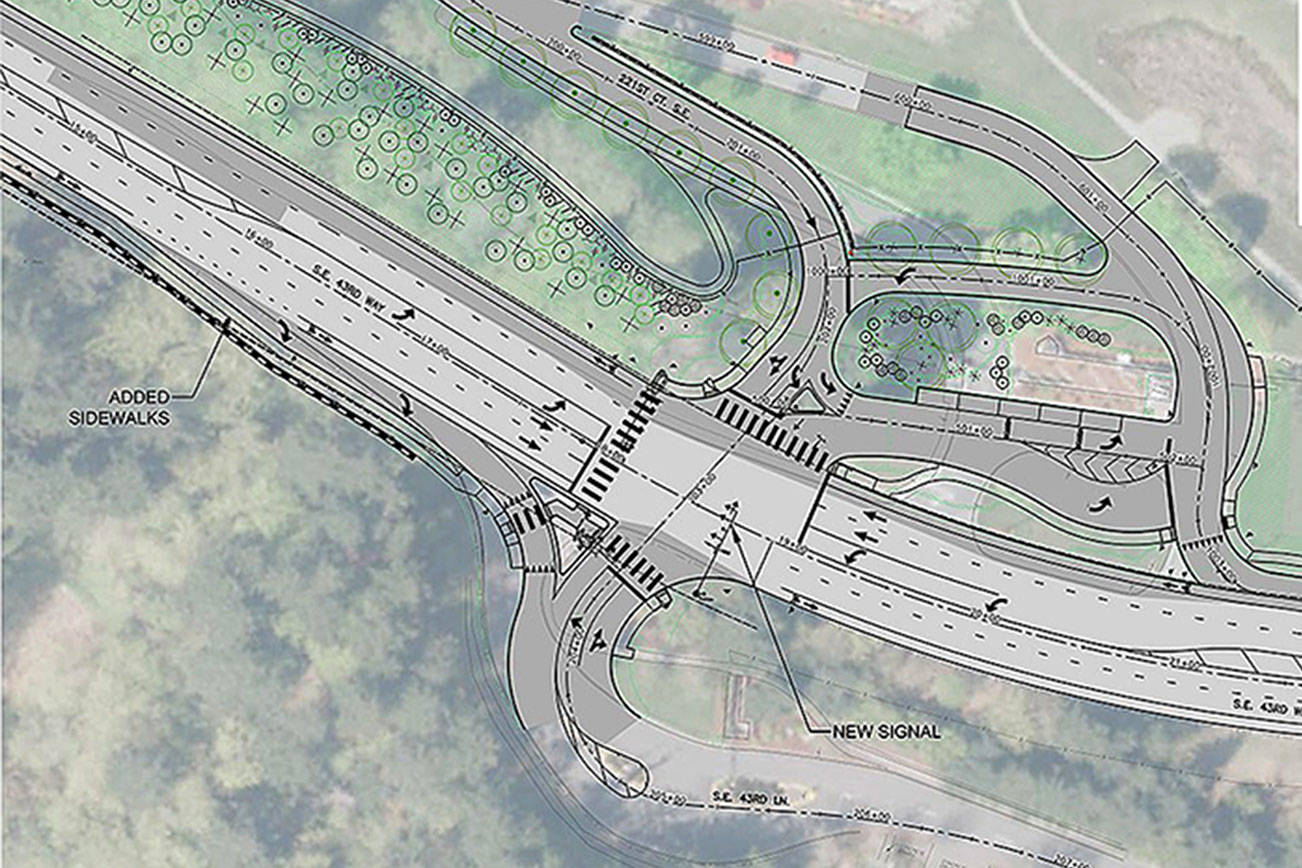 2018 rendering of the Southeast 43rd Way signal project. Courtesy of the city of Issaquah website.
