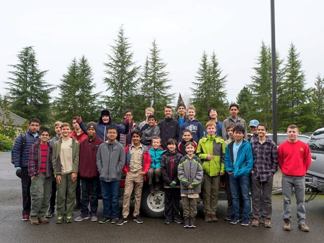 Volunteers of Troop 751 pose for a photo during the 2019 Christmas tree collection and recycle event. Courtesy photo