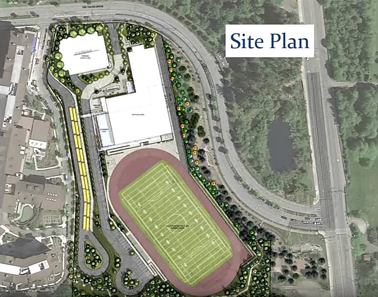 Courtesy Image                                The proposed site plan for Middle School #6 at Talus.