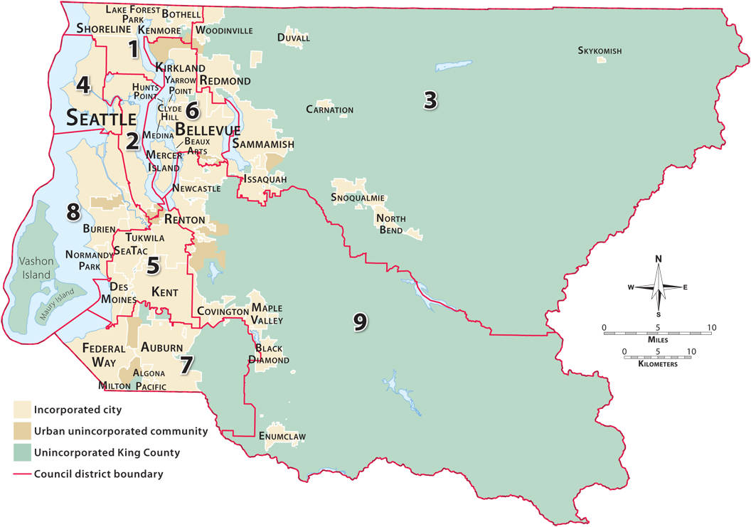 King County Council district map. Courtesy of King County