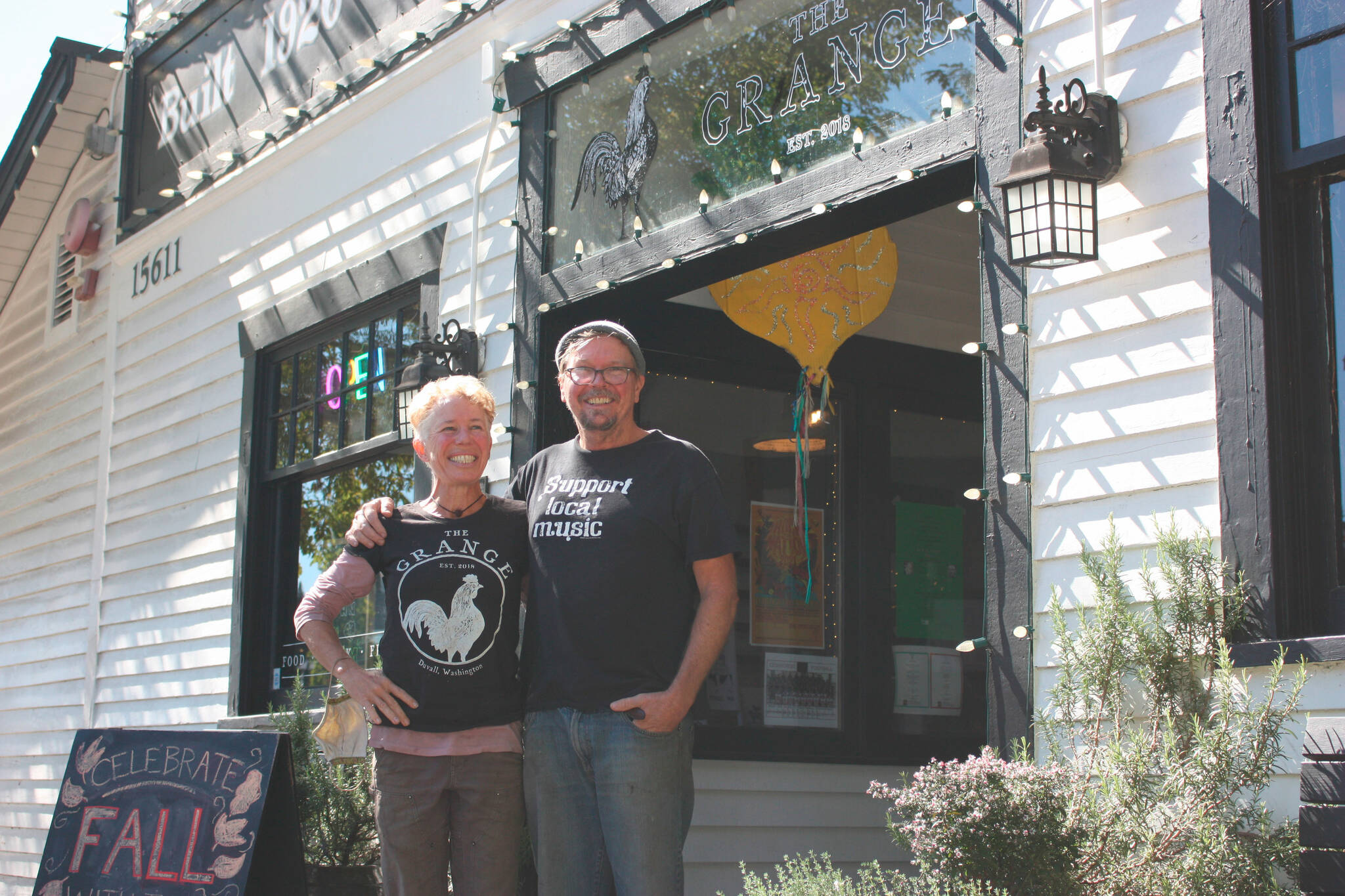 Co-owners Sarah Cassidy and Luke Woodward stand in front of The Grange (photo by Cameron Sheppard)
