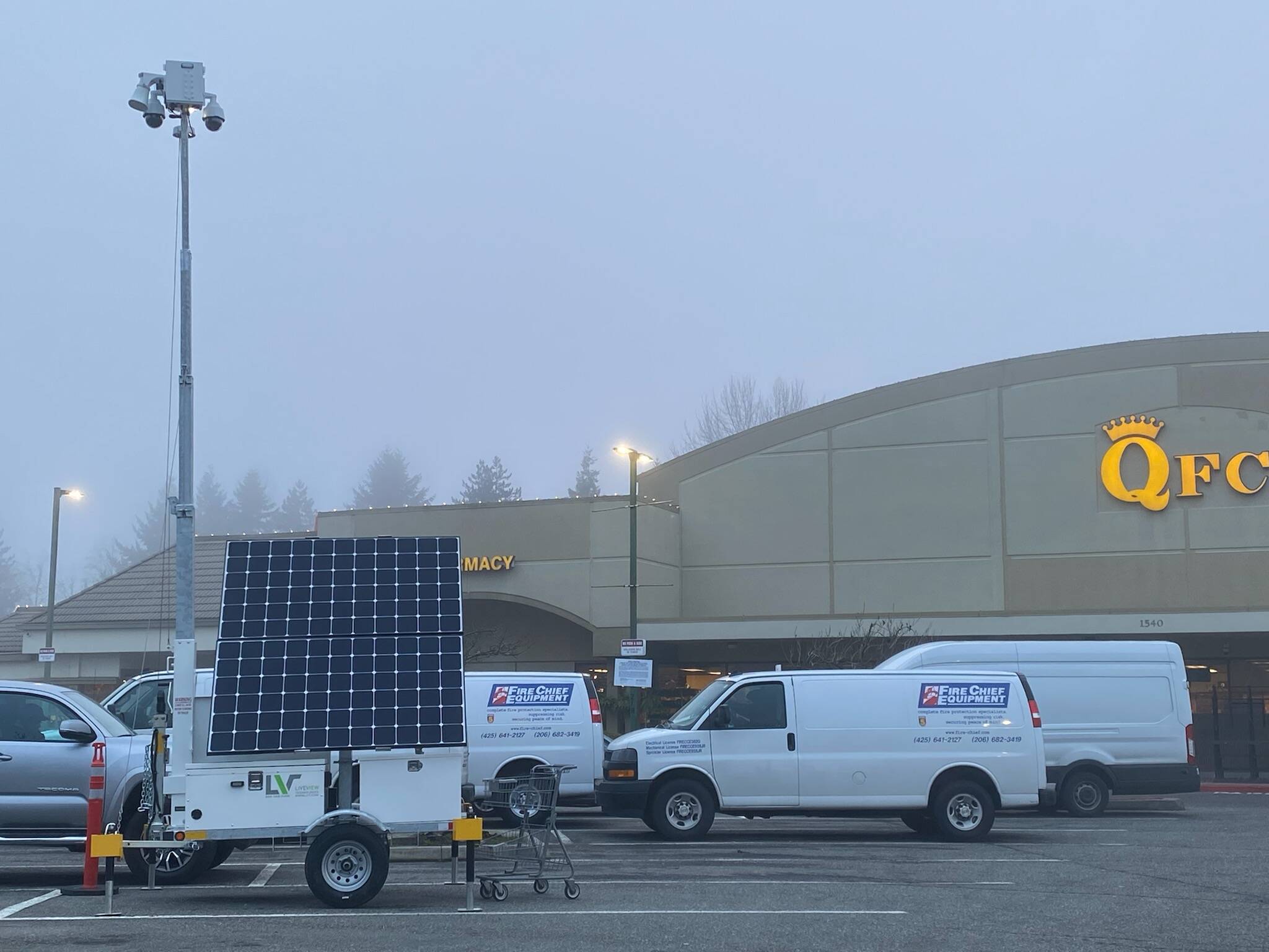 QFC on Gilman Boulevard installed solar powered security cameras to assist with curbing theft. Photo by William Shaw/Sound Publishing