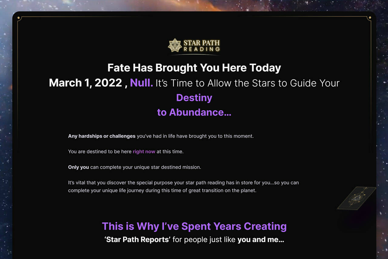Star Path Reading Reviews - Personalized Star Path Report Legit or Fake? |  Issaquah Reporter