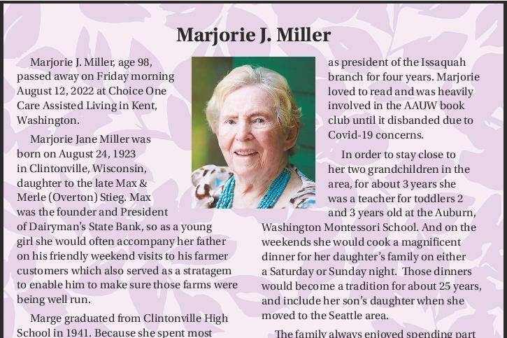 Marjorie J. Miller | Obituary