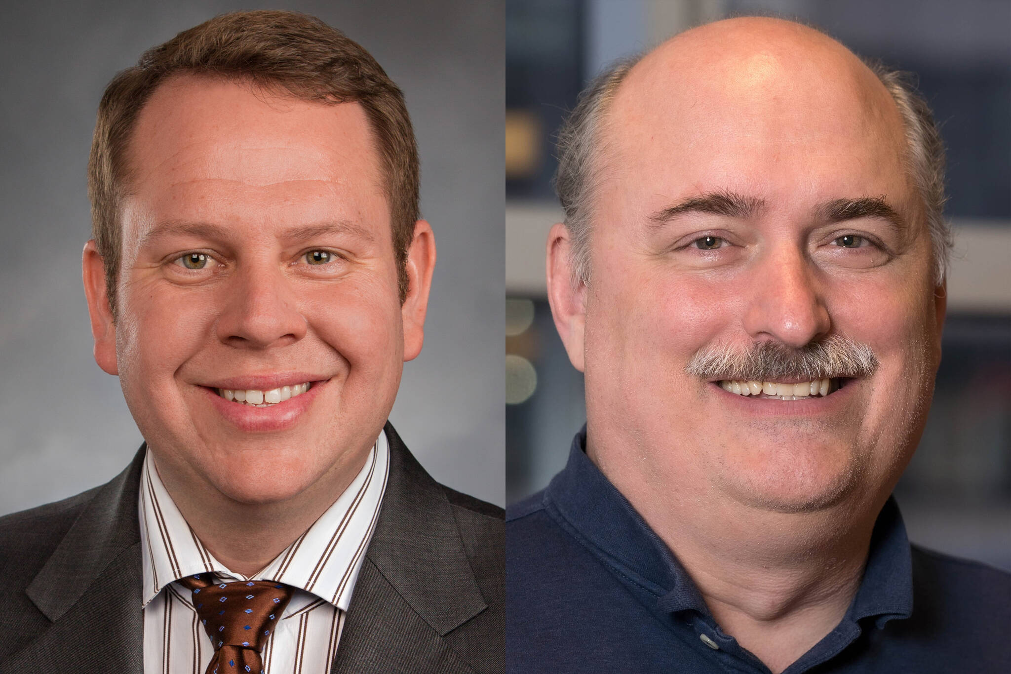 Candidates for Washington’s 12th Legislative District Pos. 2. Rep. Mike Steele (left) and challenger Robert Amenn. Courtesy photos.