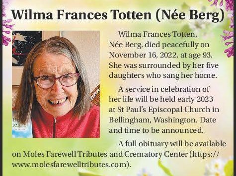 Wilma Frances Totten (Berg) | Obituary
