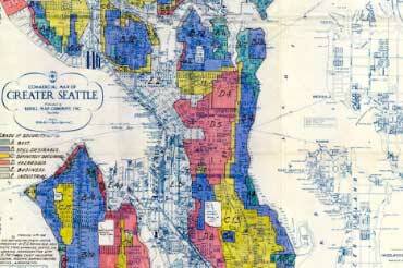 Redlining map of Seattle (screenshot from HistoryLink.org)