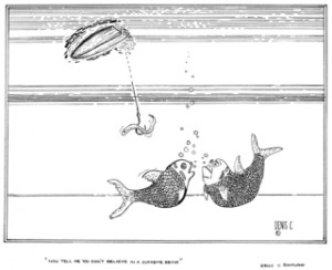 'Now tell me you don't believe in a supreme being.' The cartoons of the late Denis C. Bourland present a unique view of the world