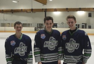 (Left to right) Issaquah High School students and Sno King hockey players Trevor Cole