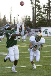 Skyline's Kasen Williams gets set to reel in a pass during a playoff game against Auburn last fall. Williams