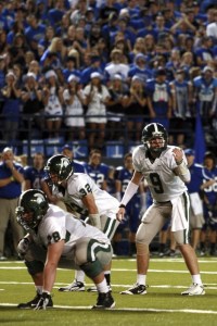 Skyline's Jake Heaps barks out calls over the cheers of the Bothell fans Saturday night in the Tacoma Dome. The senior has 2