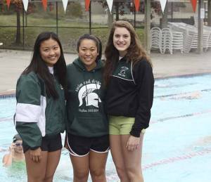 (Left to right) Skyline senior swim team captains Yui Umezawa