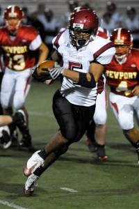 Eastlake's Cam Hunt breaks free against the Newport defense Tuesday night. He had 16 carries for 100 yards