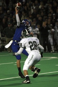 Skyline's Tommy Aarts chases down Bothell quarterback Mitchell Muller in the Oct. 29 KingCo 4A championship game.
