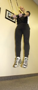 Jim Crittenden works on his vertical jump at Issaquah's Fitness Together in March. The 60-year-old Issaquah resident will attempt to grab the Master's world record in the jump this summer.