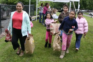 The Delgodo family leaves with lunch and breakfast food that will last them about a week. The food was an unexpected gift from a stranger