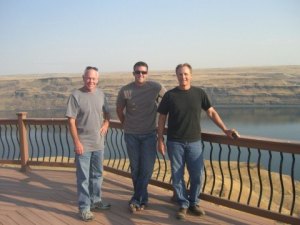 Mike and Ryan Seal and Steve Bailey on a vineyard tour in Horse Heaven Hills. Bailey is the winemaker at Sigillo Cellars in Snoqualmie. They expect to produce 1