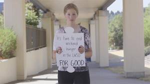 A screenshot from the #solvestudenthunger campaign video released Friday.