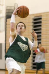 Skyline senior Nick Crossan drives to the hoop last week at practice.