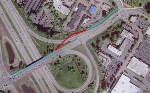 Aerial view of the SR 900 regional trail improvements.