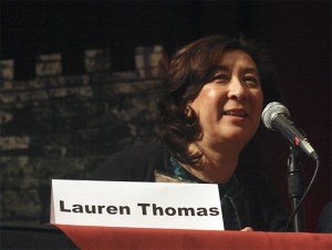 Hopelink CEO Lauren Thomas participates in a panel discussion of partners in Leadership Eastside's 'Civic Incubator' program.