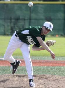 Skyline graduate Brandon Lundeberg pitches for the Lakeside Recovery Senior Legion team Tuesday afternoon against Bellingham.