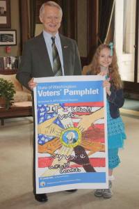 Secretary of State Sam Reed along with Sammamish 10-year-old Sophiana James