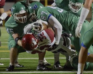 Eastlake running back Ryan Lewis breaks across the goal line for a touchdown against Woodinville. The senior should play a key role in this Friday's playoff game against Jefferson.
