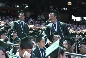 Skyline students took their turns standing up as Principal Lisa Hechtman listed accomplishments of different student groups from athletes that competed at state to those who participated in the drama program.