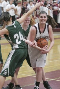 Eastlake's Kendra Morrison battles with Rachel Grasso and Christy Cofano (24) Friday night.