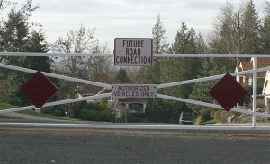 The neighborhood barricade on 42nd Street.