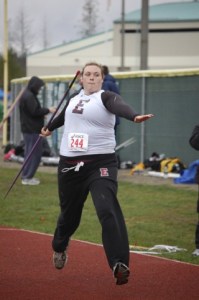 Eastlake’s Elizabeth Kirsten competes in the javelin Saturday morning at the second annual Eastlake Invitational.