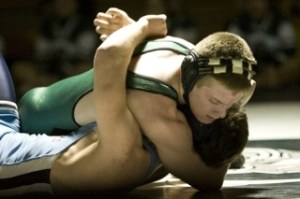 Joey Christianson of Skyline pinned Interlake’s Bill Loyer with 30 seconds left in Monday’s match. It was Christianson’s 18th pin of the season.