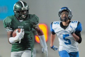 Skyline WR Kasen Williams breaks free for an 85-yard touchdown for the go-ahead score late in the fourth quarter against Curtis at the Tacoma Dome on Saturday. Skyline won 35-34 to advance to the 4A state title game on Dec. 4.