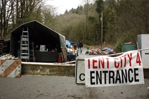 Tent City 4's High Point campground two days after residents moved to the location in March. Tent City 4 relocated near Echo Lake in the Snoqualmie Valley on July 11.