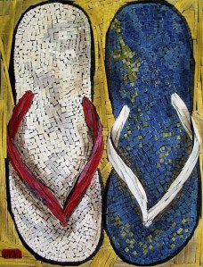 A wood cut mosaic by Naoko Morisawa