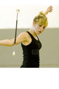 Emily Reyer practices baton twirling at the Sammamish YMCA earlier this week.