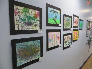 Daniel Nash/staff photo Art created by students of The Goddard School in Issaquah will be auctioned to raise money for Ben’s Fund on Saturday.