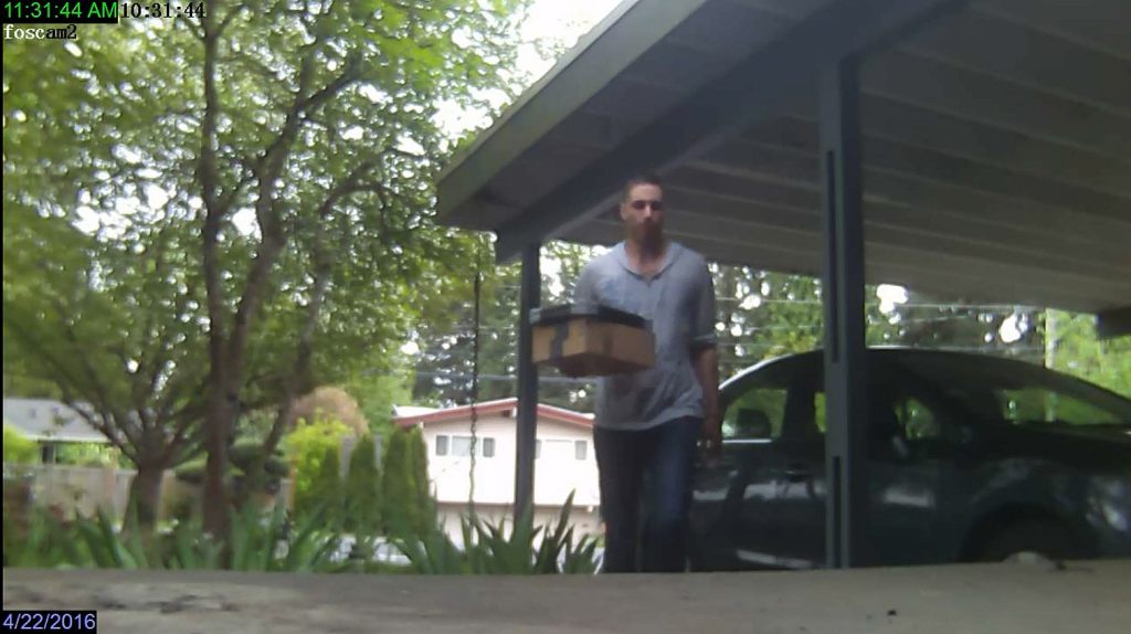 The suspected package bandit was captured on Bellevue resident Frieda Chan's home surveillance camera when he hit her house on April 22. To pass through neighborhoods undetected