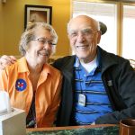 David Irons, right, a 31-year veteran of the U.S. Coast Guard, takes a moment from reflecting on his service for a photo-op with his wife of 66 years, Janet. Joe Livarchik/staff photo.